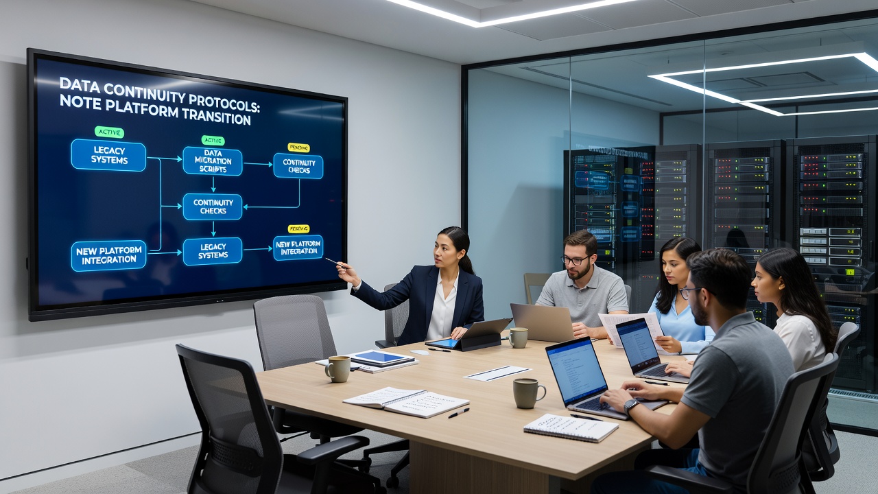 Infrastructure transition workflow for note platform data continuity